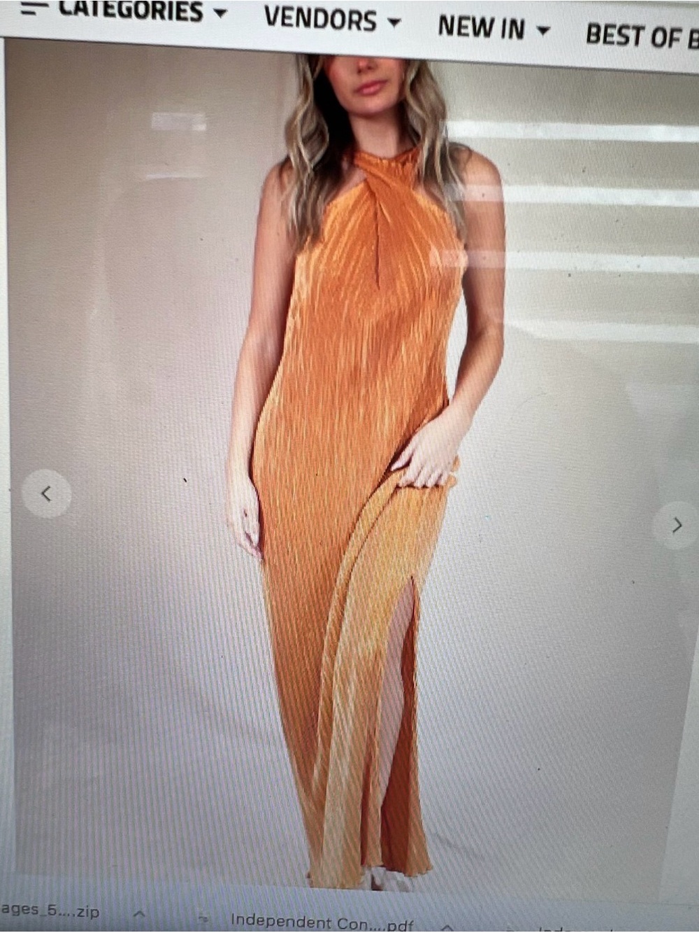 Chic Orange Maxi Dress w/ slit